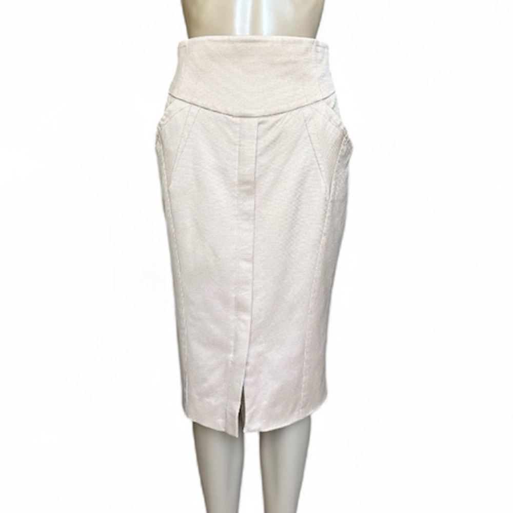 Dolce & Gabbana Cream Women's Fitted Pencil Skirt with Slit Size 10